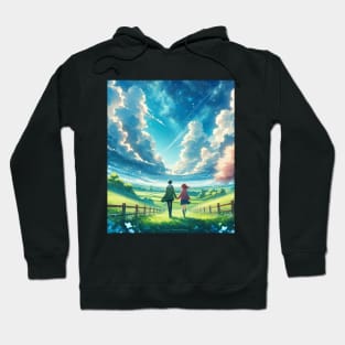 A Walk in Heaven - Anime Drawing Hoodie